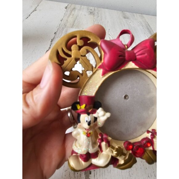 Victorian Mickey mouse picture frame ornament ears glitter Xmas tree - Picture 2 of 6